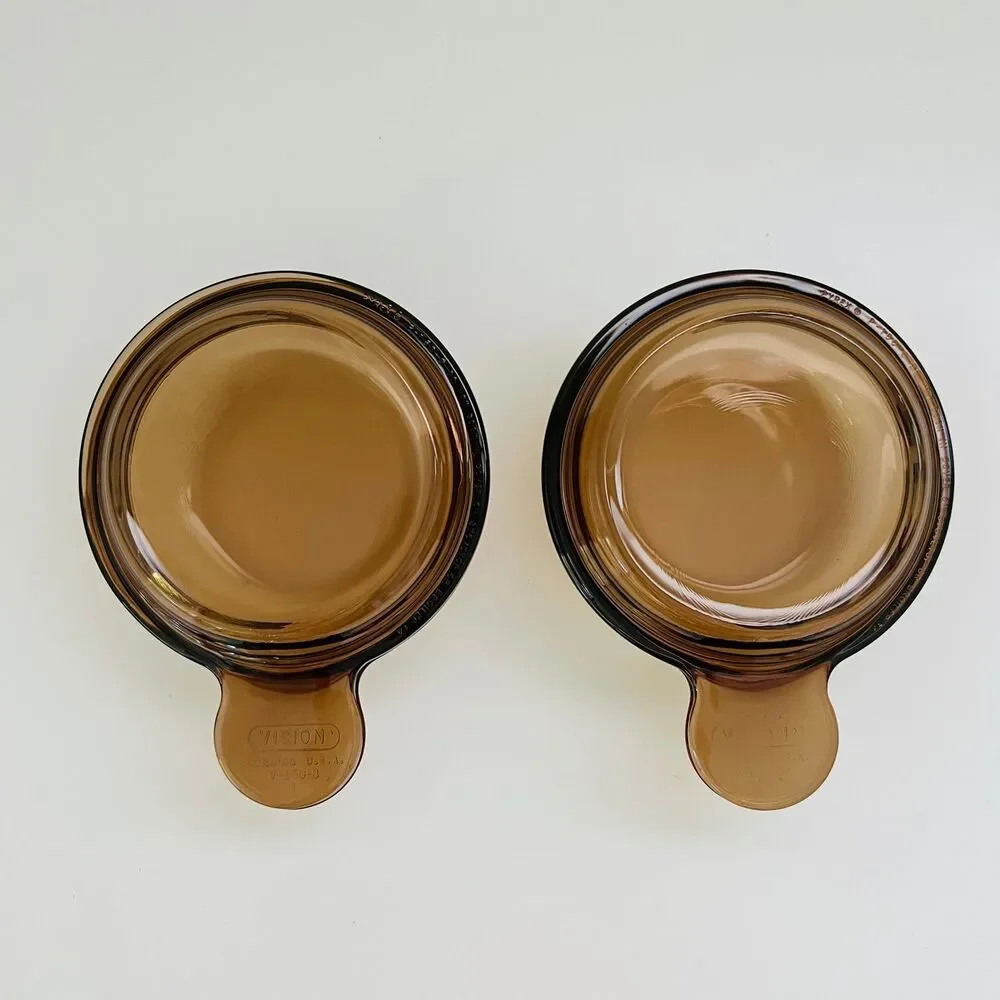CORNING VISION Amber Glass Grab-It Bowl With Lid, Set of 2